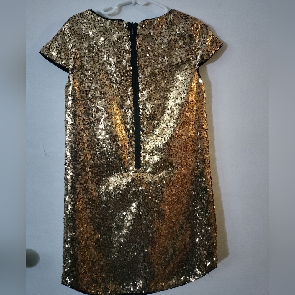 Girls Disney Minnie Mouse Gold Sequin Shift Dress - Picture 3 of 16